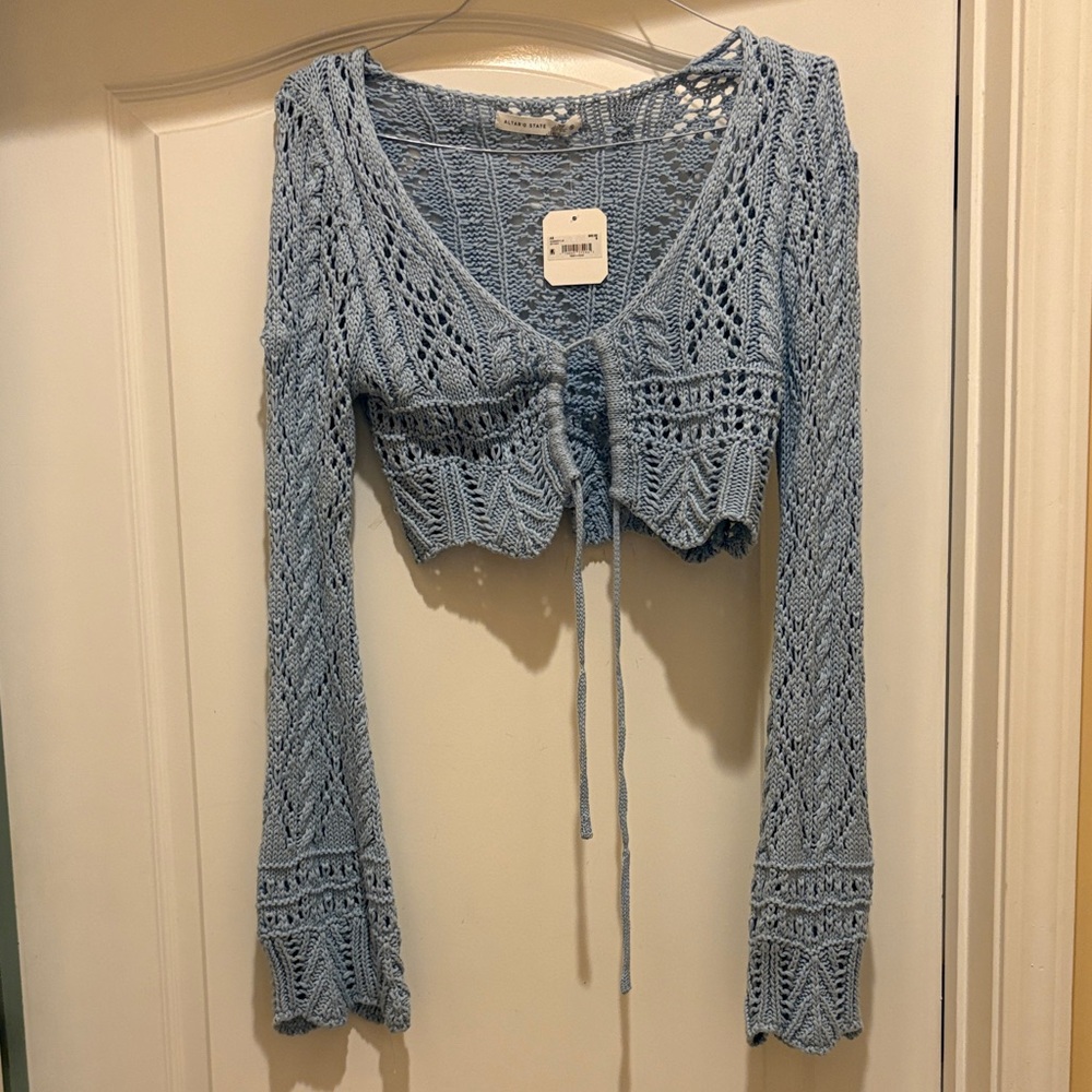 Altar'd State Light Blue Crochet Crop Top